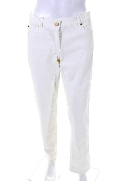 Michael Kors Womens Cotton Denim Low-Rise Straight Leg Jeans Pants White Size 12