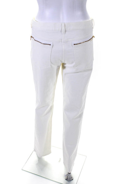 Michael Kors Womens Cotton Denim Low-Rise Straight Leg Jeans Pants White Size 12