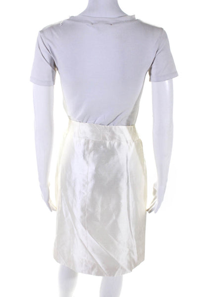 Ralph Rucci Womens Silk Organza Side Zip Lined Knee Length Skirt Cream Size 16