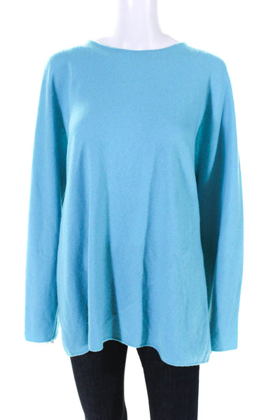 Shamask Womens Cashmere Long Sleeve Lightweight Crewneck Sweater Blue Size 1