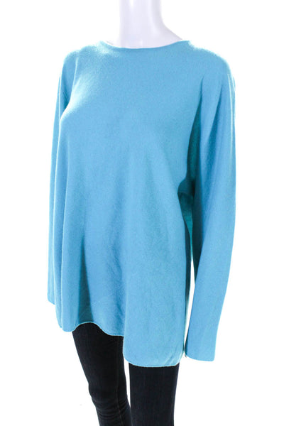 Shamask Womens Cashmere Long Sleeve Lightweight Crewneck Sweater Blue Size 1