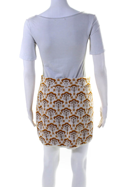 Show Me Your Mumu Womens Floral Knit Mini Skirt White Brown Cotton Size Small