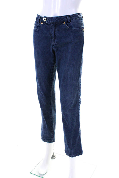 Leggiadro Womens Zipper Fly Medium Wash Straight Leg Jeans Blue Size 6