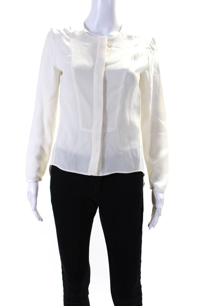 Rag & Bone Womens Button Front Long Sleeve Collarless Shirt White Size XS