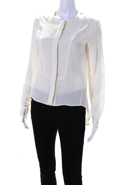 Rag & Bone Womens Button Front Long Sleeve Collarless Shirt White Size XS