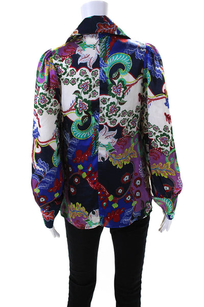 Jeff Gallano Womens Floral Paisley Print Button Down Shirt Multi Colored Size 1