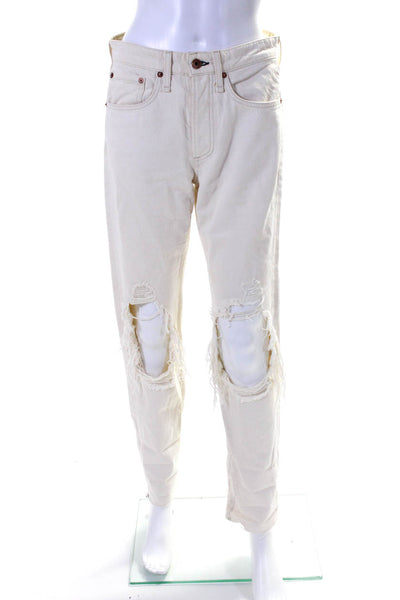 Rag & Bone Womens Rosa Mid Rise Boyfriend Jeans White Cotton Size 24