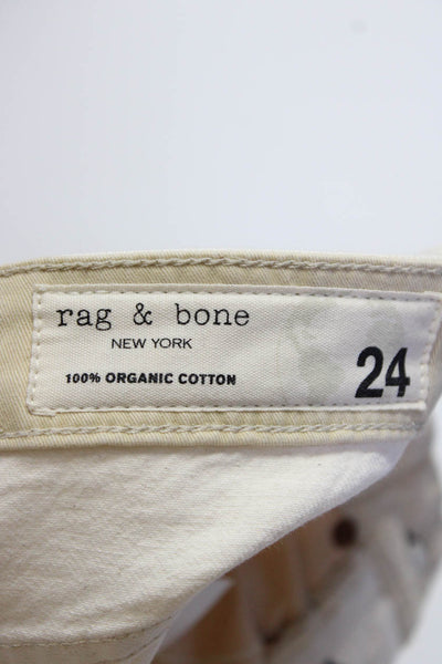 Rag & Bone Womens Rosa Mid Rise Boyfriend Jeans White Cotton Size 24