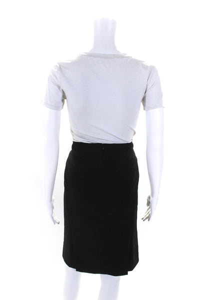Theory Womens Woven Knee Length Pencil Skirt Black Wool Size 8