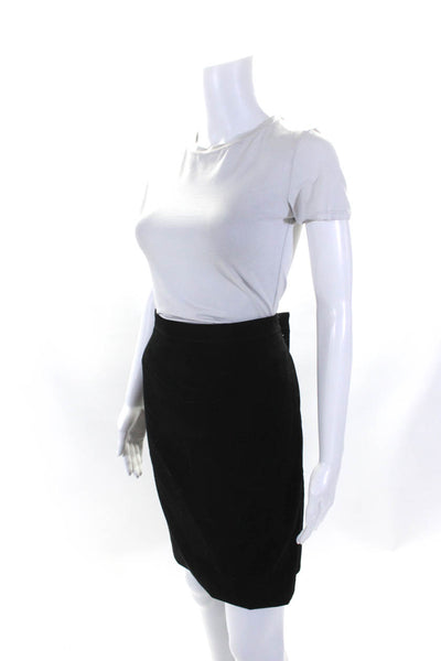 Tory Burch Womens Satin Trim Wool Crepe Knee Length Pencil Skirt Black Size 10