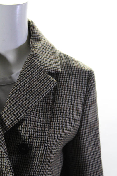 Piazza Sempione Womens Houndstooth Double Breast Blazer Jacket Beige Brown IT 40