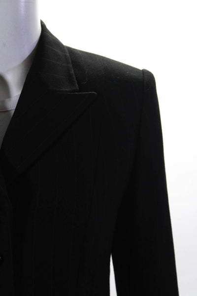 Serge & Real Womens Pinstriped Peak Lapel Blazer Jacket Black Size Small