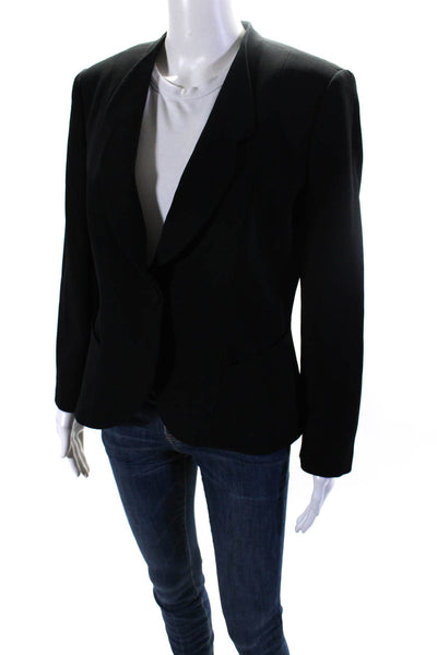 Giorgio Armani Womens Round Lapel One Button Blazer Jacket Black Size 6