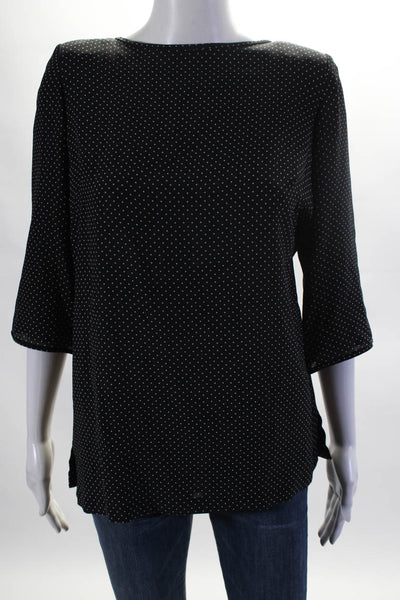 Juanita Sabbadini Womens 3/4 Sleeve Polka Dot Top Blouse Black Size Medium