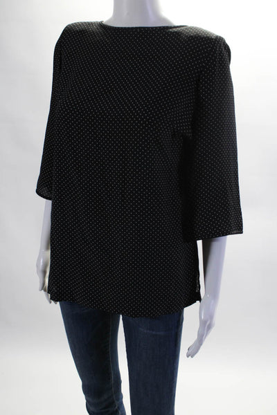 Juanita Sabbadini Womens 3/4 Sleeve Polka Dot Top Blouse Black Size Medium