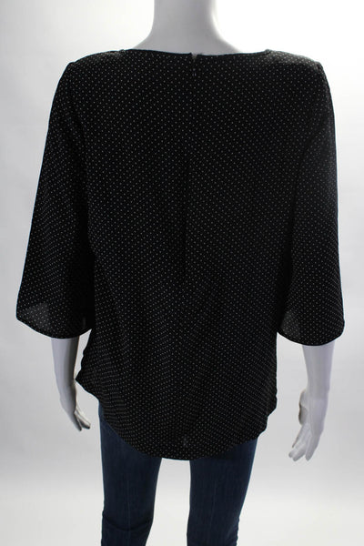 Juanita Sabbadini Womens 3/4 Sleeve Polka Dot Top Blouse Black Size Medium