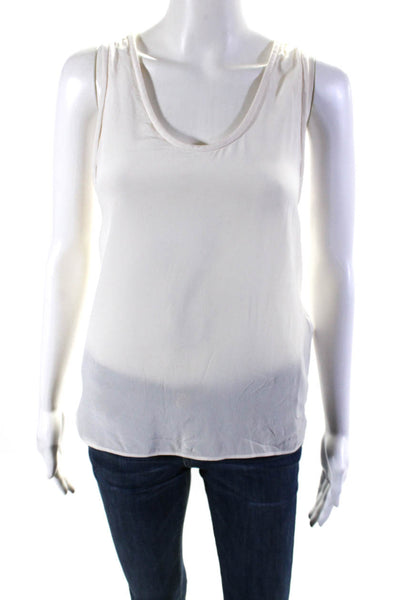 Maje Womens Scoop Neck Sleeveless Shell Tank Top Blouse White Silk Size 3