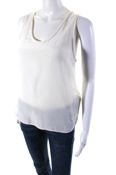 Maje Womens Scoop Neck Sleeveless Shell Tank Top Blouse White Silk Size 3