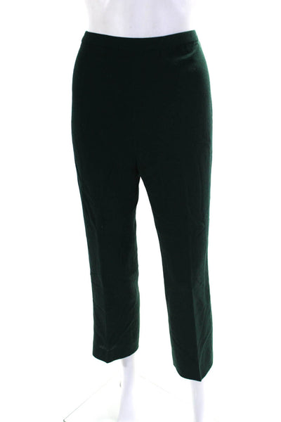 Juanita Sabbadini Womens Mid Rise Crepe Straight Leg Pants Dark Green Size 4