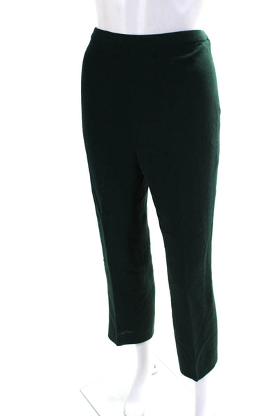 Juanita Sabbadini Womens Mid Rise Crepe Straight Leg Pants Dark Green Size 4