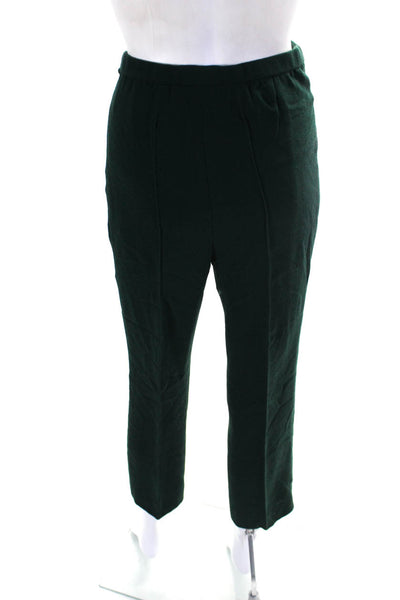 Juanita Sabbadini Womens Mid Rise Crepe Straight Leg Pants Dark Green Size 4