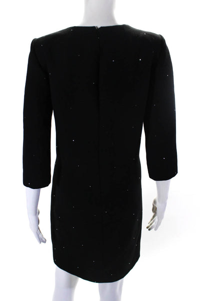 Raffaella Curiel Women Rhinestone 3/4 Sleeve Crew Neck Sheath Dress Black Size 8