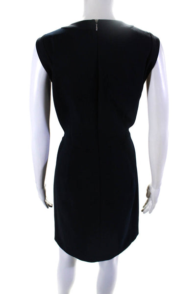 Club Monaco Womens Side Snap Crew Neck Sleeveless Sheath Dress Navy Blue Size 10