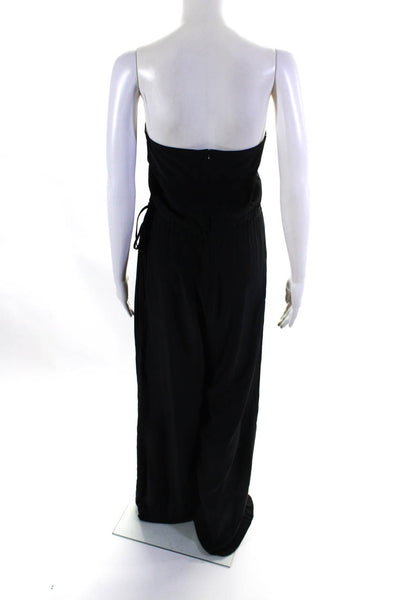 Jay Godfrey Womens Black Silk Strapless Knot Detail Wide Leg Jumpsuit Size 8