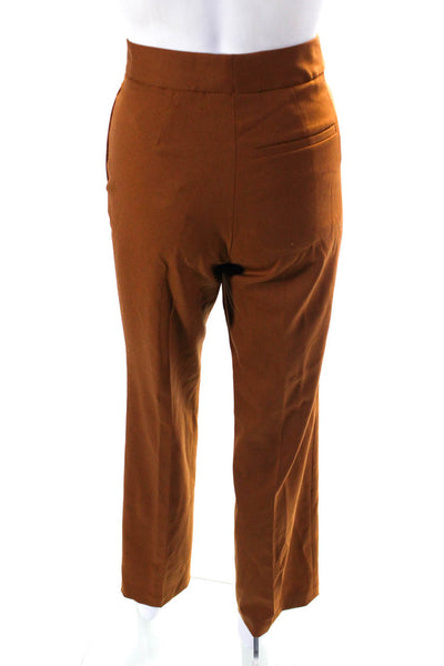 St. John Womens Wool High Rise Zip Up Straight Leg Trousers Pants Brown Size 2