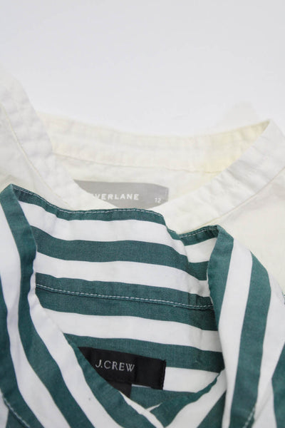 Everlane J Crew Womens Cotton Striped Print Blouse Tops White Size 12 Lot 2