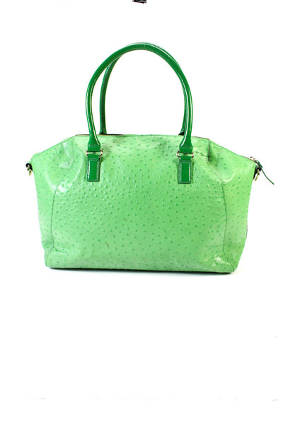 Kate Spade Womens Ostrich Embossed Leather Textured Zip Shoulder Handbag Green