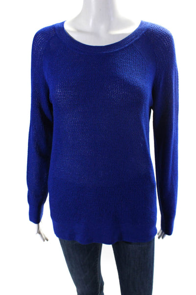 Elliott Lauren Women's Round Neck Long Sleeves Pullover Sweater Blue Size S