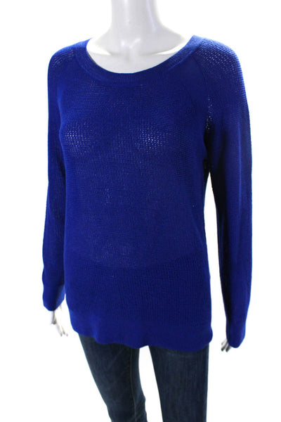 Elliott Lauren Women's Round Neck Long Sleeves Pullover Sweater Blue Size S