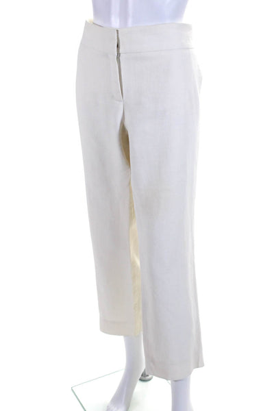 KaufmanFranco Women's Hook Closure Flat Front Straight Leg Pant Beige Size 12