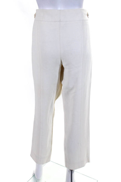 KaufmanFranco Women's Hook Closure Flat Front Straight Leg Pant Beige Size 12