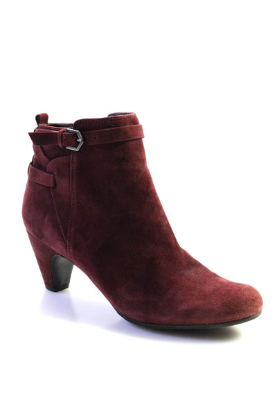 Sam Edelman Womens Suede Side Zip Low Heel Maddox Booties Burgundy Red Size 8US