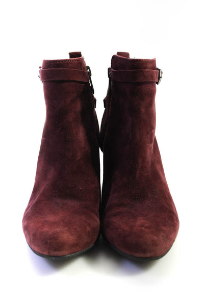 Sam Edelman Womens Suede Side Zip Low Heel Maddox Booties Burgundy Red Size 8US