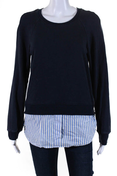 Derek Lam 10 Crosby Womens Navy Crew Neck Striped Pullover Sweater Top Size S