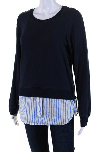 Derek Lam 10 Crosby Womens Navy Crew Neck Striped Pullover Sweater Top Size S