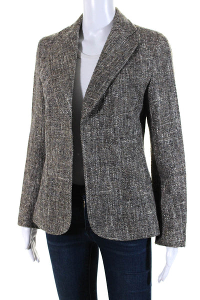 Joseph Womens Long Sleeve Notched Lapel Woven Blazer Jacket Brown Wool Small