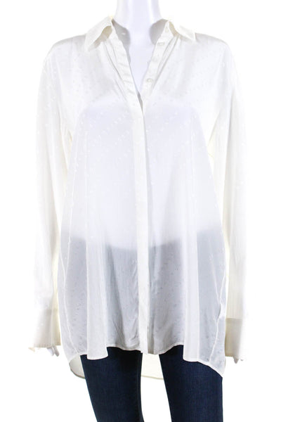 Victoria Victoria Beckham Womens Satin Collared Button Up Blouse White Size 8