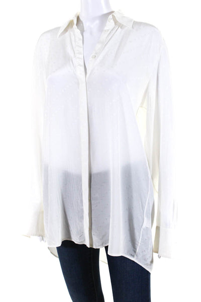 Victoria Victoria Beckham Womens Satin Collared Button Up Blouse White Size 8