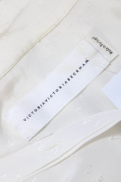 Victoria Victoria Beckham Womens Satin Collared Button Up Blouse White Size 8