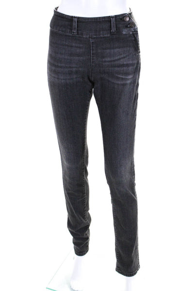 6397 Womens Stretch Denim Button Up High Rise Slim Cut Jeans Pants Black Size 29
