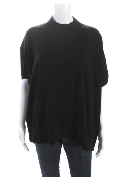 Kerisma Womens Short Sleeves Turtleneck Sweater Black Wool Size One Size