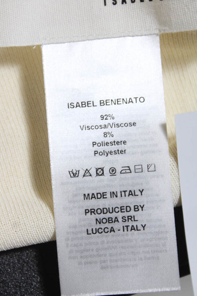Isabel Benenato Womens Ribbed V-Neck Buttoned Long Sleeve Cardigan White Size S