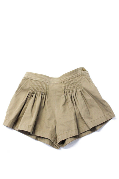 Marc By Marc Jacobs Womens Cotton Pleated Side Zipped Buttoned Shorts Tan Size 0