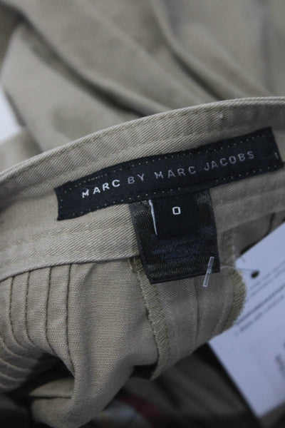 Marc By Marc Jacobs Womens Cotton Pleated Side Zipped Buttoned Shorts Tan Size 0