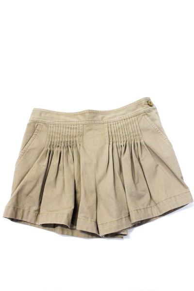 Marc By Marc Jacobs Womens Cotton Pleated Buttoned Shorts Tan Size 0