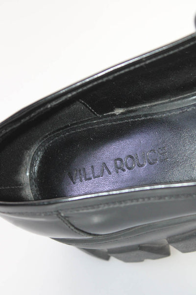 Villa Rouge Womens Leather Apron Toe Sculpted Sole Slip-On Loafers Black Size 7
